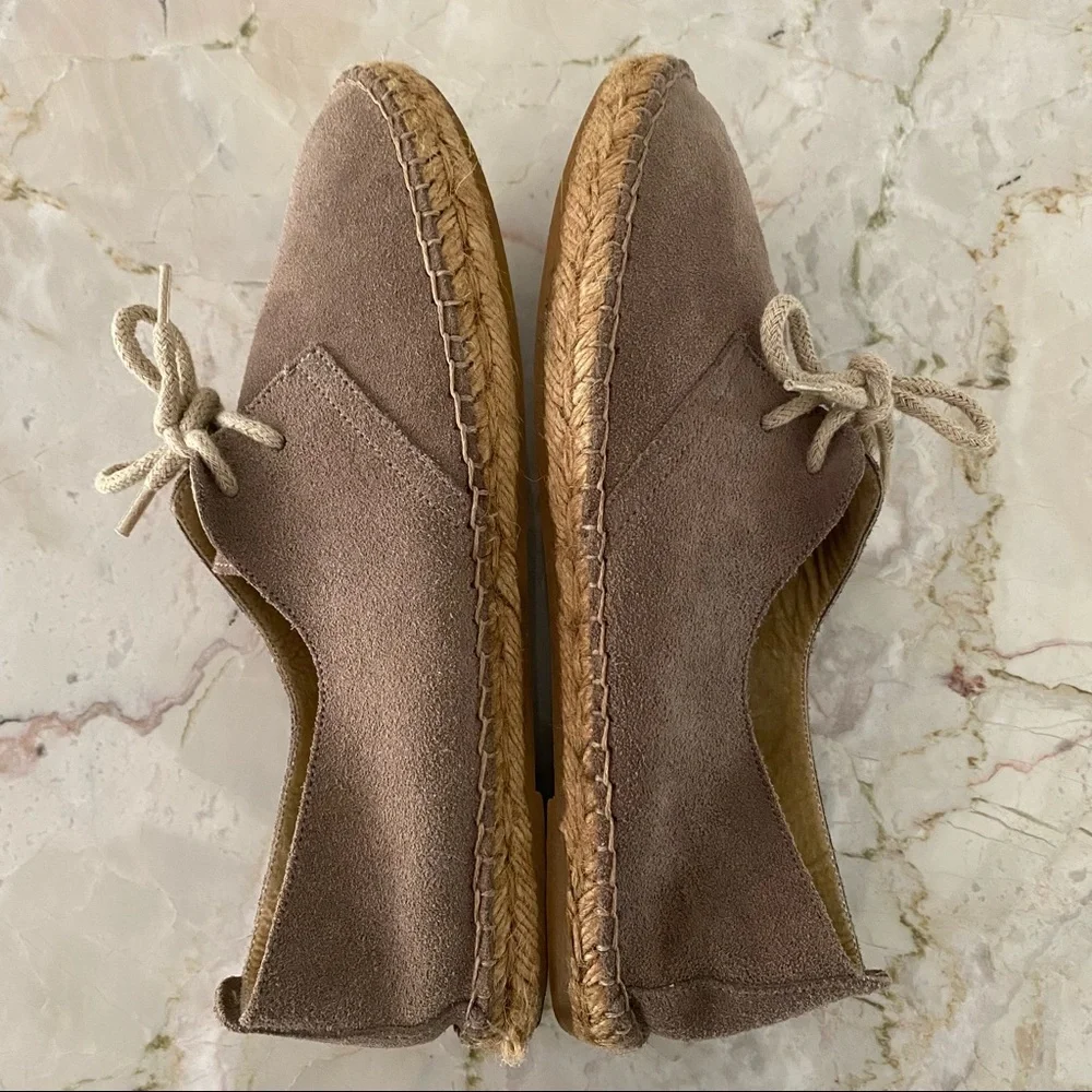 Suede Lace-up Espadrilles in Taupe by Casa Hernanz Madrid, Size 39, EUC